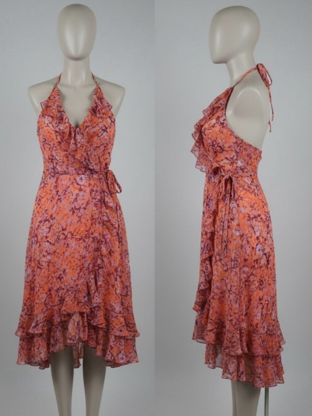 MM Couture Gorgeous Lined Wrap Dress. Perfect for 4-6. Floral, Backless size S
